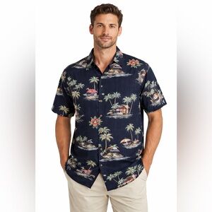 Batik Bay Men’s XL Hawaiian Resortcore Tropical Island Print Rayon Shirt Casual